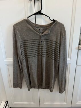 Express Green Henley with stripes